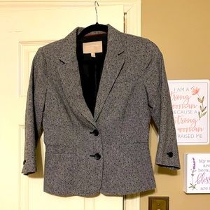 Ladies dress jacket Two Button up dark grey NWOT no flaws